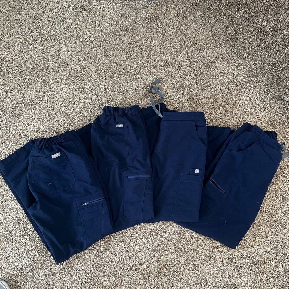 Bundle! Set of 4 Figs Navy Yola - Skinny Scrub Pants *TAILORED*